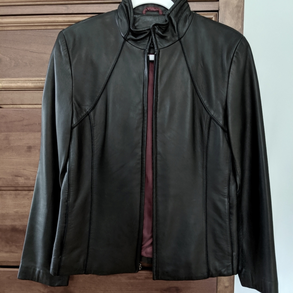 Leather Jacket M Like New Kenneth Cole Black